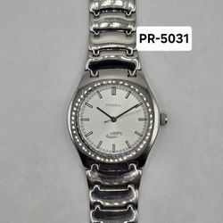 Fossil Unisex Watch Silver-Tone New Battery 👌