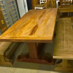 Acacia Monkey Pod Wood Farmhouse Table 