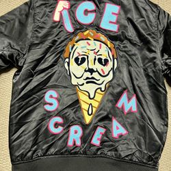 Roku Studio 'Ice Scream' Black Satin Bomber Jacket M