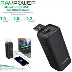 ravpower 20000mah portable charger plug outlet 80w laptop and phone