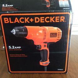 Black + Decker Corded Drill, Variable Speed, 5.5 Amp And 3/8” Keyless Chuck NEW
