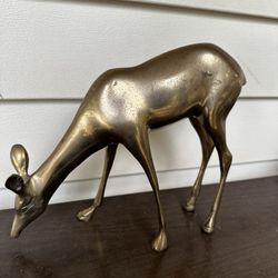 Vintage Large Two Tone Color Deer Bronze Statue Figurine Decor 