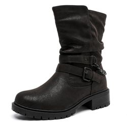 Women's Wide Width Combat Boots - Side Zipper Slouchy Boots Black sz 10.5W *NEW*