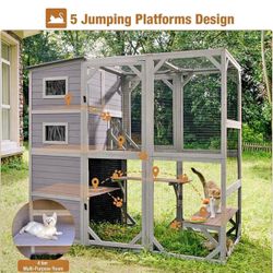 Large Cat Catio 4 Tiers Cat House for Outdoor Indoor Cats