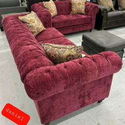 Brooks Sofa And Loveseat/ Brand New, Red, Large Comfy Couch  