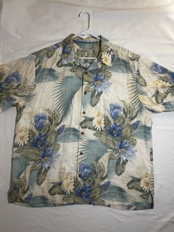Tommy Bahama Men’s XL Silk Floral Hawaiian Short Sleeve Button-Front Shirt