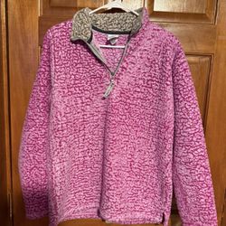 J. America Women’s Epic Sherpa Quarter-Zip Pullover – Pink, Size L