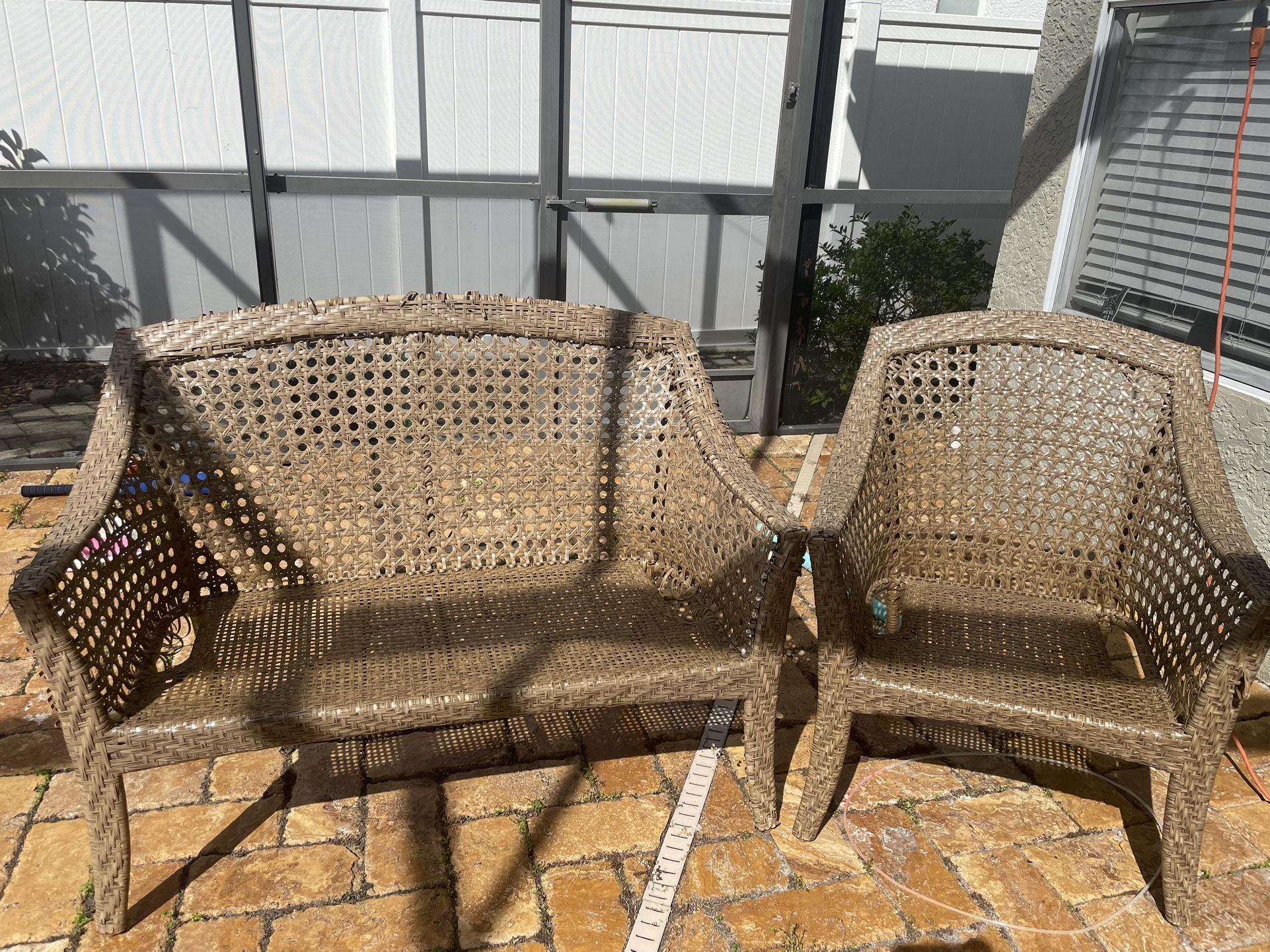 Outdoor Sofa & Chair.. No Cushions