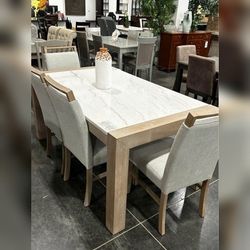 Genuine marble top Dining table set