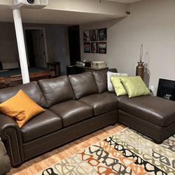 Custom Brown Leather Couch