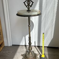 Antique Marble and Cast Iron Side Table