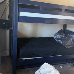 Blue Bunk Bed Wirh Drawers And Ladder