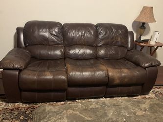 Brown Leather Sofa and Loveseat
