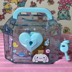 New Cinnamoroll Blue Lock Box Treasure Chest With Mini Eraser Beads!!!