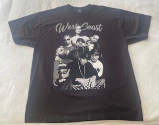 West Coast Rappers T-Shirt (Nipsey Hussle, 2Pac, Eazy-E, Ice Cube, Kurupt, Snoop Dogg, Nate Dogg & Dr. Dre) (2XL)