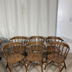 Vintage Oak Tavern Style Dining Chairs (6)