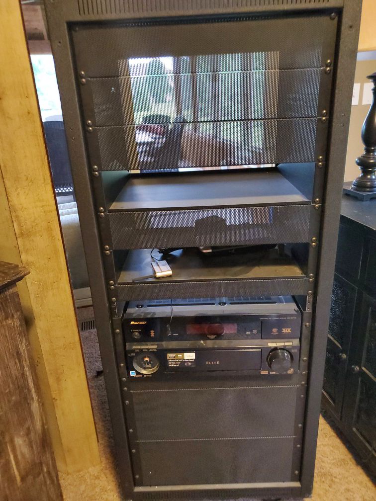 In home stereo system with rack