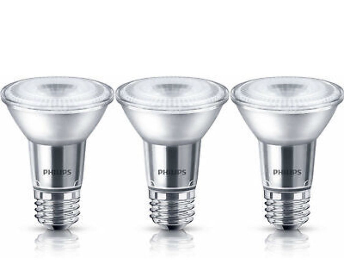 Philips PAR20 LED 50W Equiv. Bright White Bulb, 3 Pack, Glass Housing, 467647