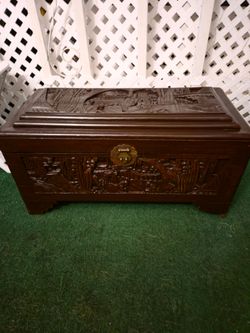 Vintage Hand Carved Blanket Trunk