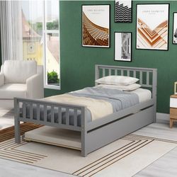 Twin Size Platform Bed With Trundle 