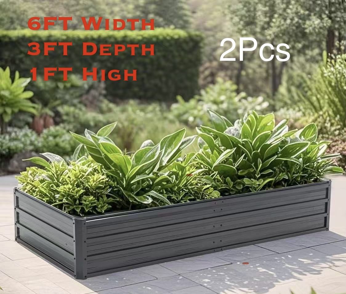 ✌️ 2Pcs 6x3x1 FT Metal Raised Garden Bed,Outdoor Reinforced Planter Boxes with Open Bottom Design and Hemming Technology,for Vegetables,Raised Beds