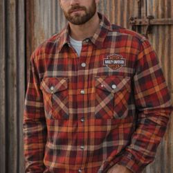 The Limited Ed Harley Davidson Quilted Lining Milwaukee Flannel Jacket Large