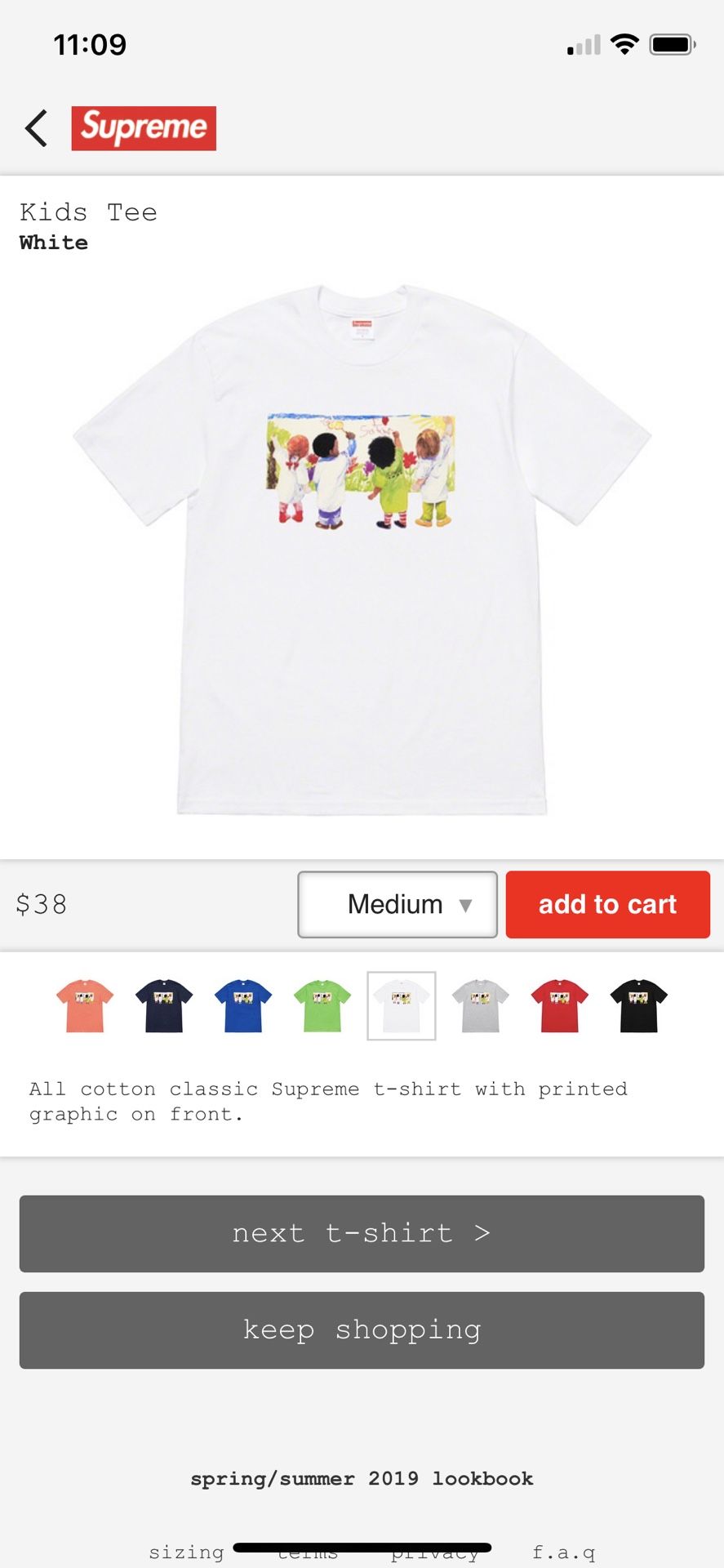 Supreme kids tee size S