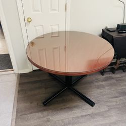 Nice Wood Table Wth Glass Top