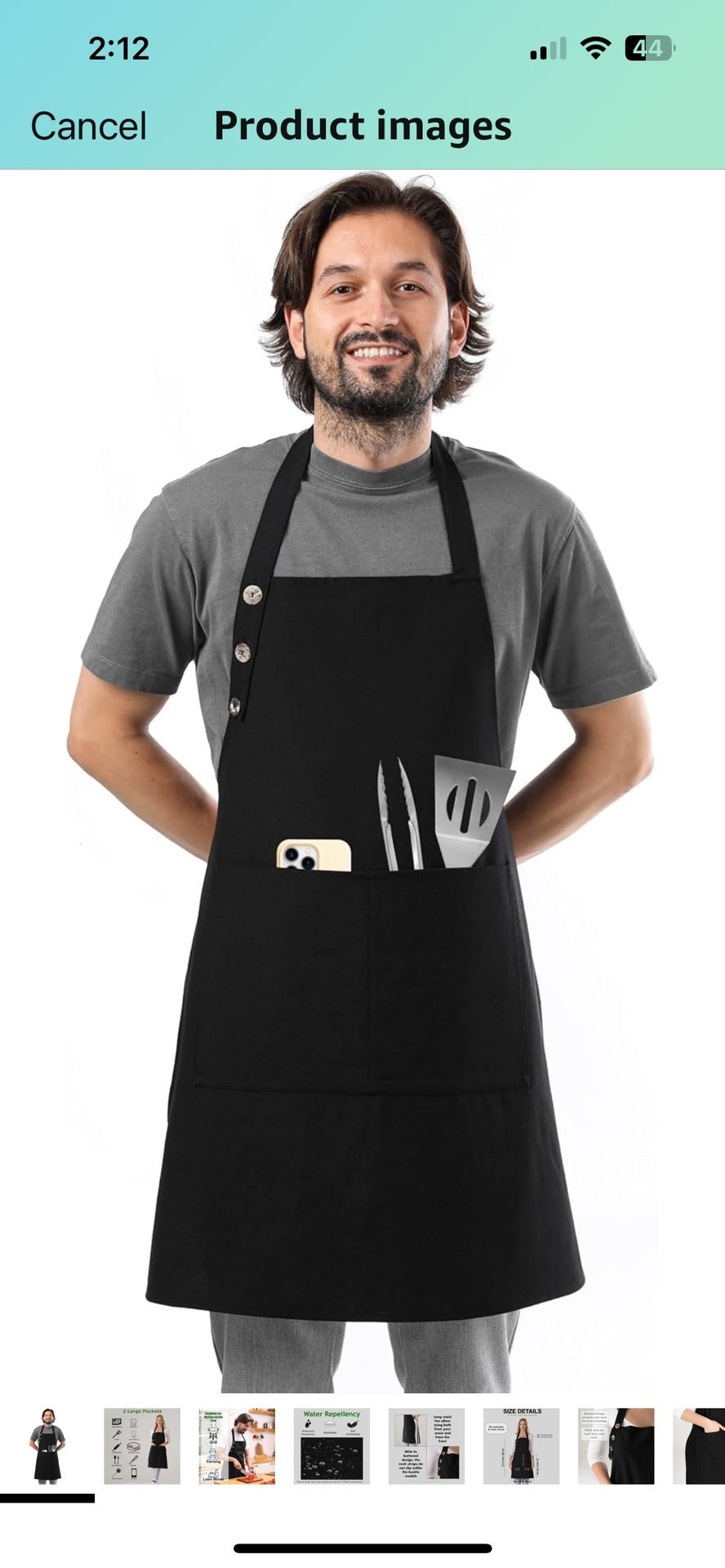 Kitchen Apron with Pockets Cotton Water drop Resistant New