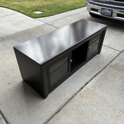 Dark Brown Tv  Stand W/ Glass Doors