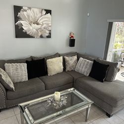 Living Room Sectional Cocktail Table Leather Recliner Couch  