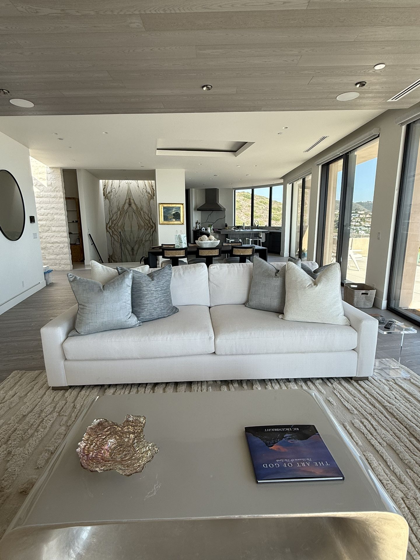 Restoration Hardware Perennials Performance Textured White Linen Weave Luxe Depth Couch!