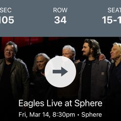 4 Tickets For Eagles Sphere Las Vegas 