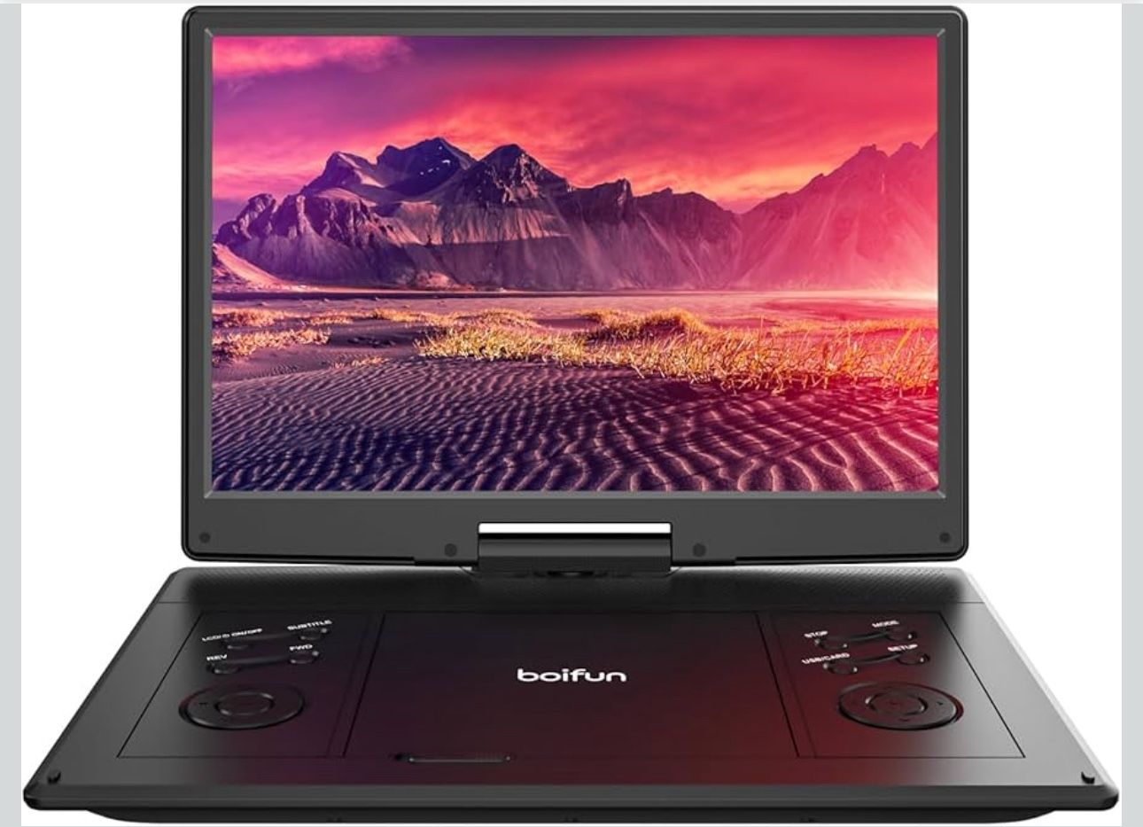 Boifun 15.7" Portable DVD Player with 14.1" Large HD Screen, 6 Hours Rechargeable Battery, Support USB/SD Card/Sync TV and Multiple Disc Formats