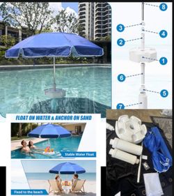 Pool Umbrella - 7ft Outdoor Pool Sunshade Umbrella for Inside of Pool,Portable Floating Table with Drink