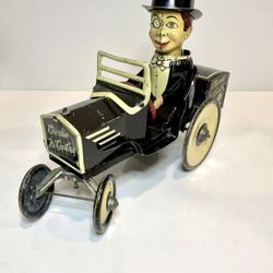 Vintage 1930’s Charlie McCarthy Benzine Buggy Marx Wind-up Tin Toy  Edgar Bergen