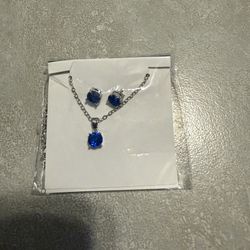 New Blue Necklace And Earrings 