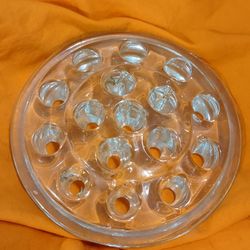 Vintage 5" Vintage Clear Glass Flower Frog 16 Holes Ikebana Flower Arranging Centerpiece Floral Arrangements Cottagecore Sunroom Gardening