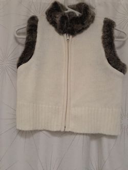 Girls Sweater Vest with Faux Fur, 12-14, by Take Out