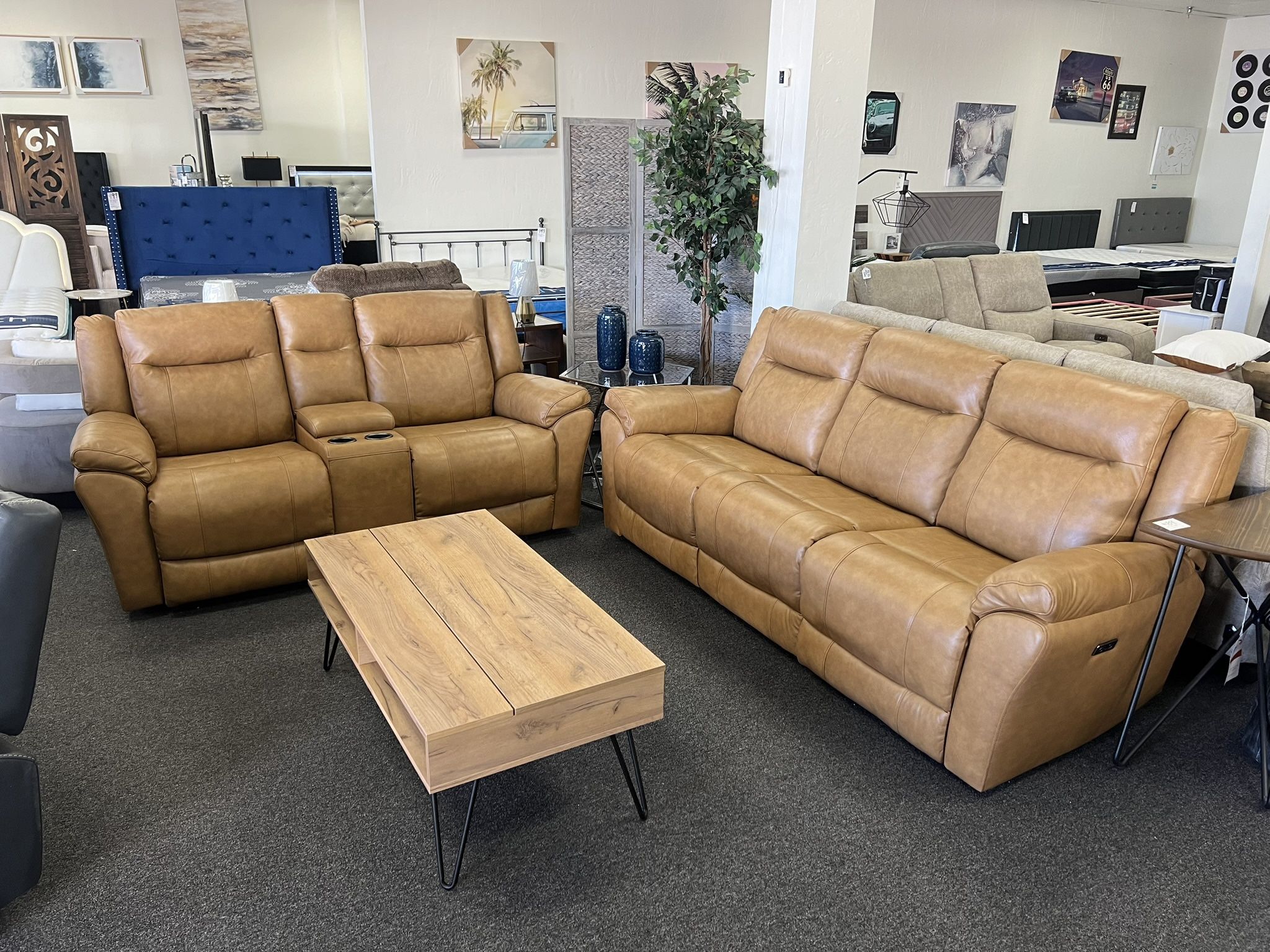 Top Grain Leather Power Reclining Sofa And Loveseat