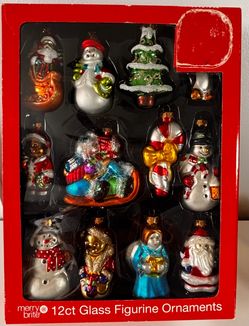 Merry Brite Hand-Blown Christmas Figurines-Set of 12-NEW (Old Stock)-See Details Below
