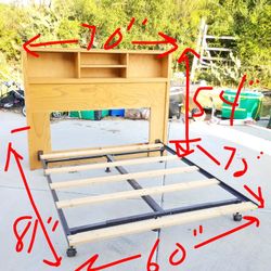 Queen Size Wooden Headboard and Metal Frame