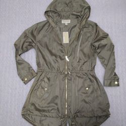 Michael Kors rain coat. Size S women's hooded jacket. Olive green. Brand new with tags. Retail $160