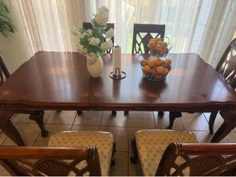 Table and six chairs