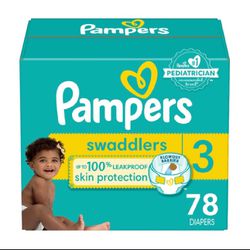 Pampers Swaddlers Diapers For Baby - 78 Count - Size 3 - NEW IN BOX
