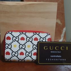 Gucci Monogram Heart & Star Woman's Card Wallet New