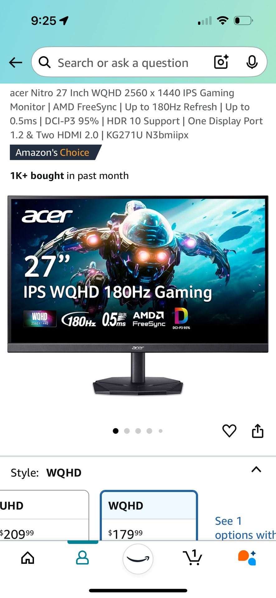 27in 1440p Gaming Monitor + Desk