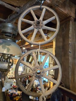 Antique pair Wood Wagon Wheels