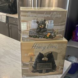 Adorable Bear Figurines /Spice Holders Kitchen Decor