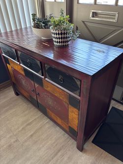 Vintage Asian-Inspired Console Cabinet / Sideboard – 48”